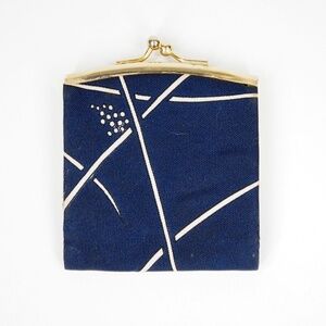 Emilio Pucci Italy authentic vintage coin purse blue cream fabric leather lined